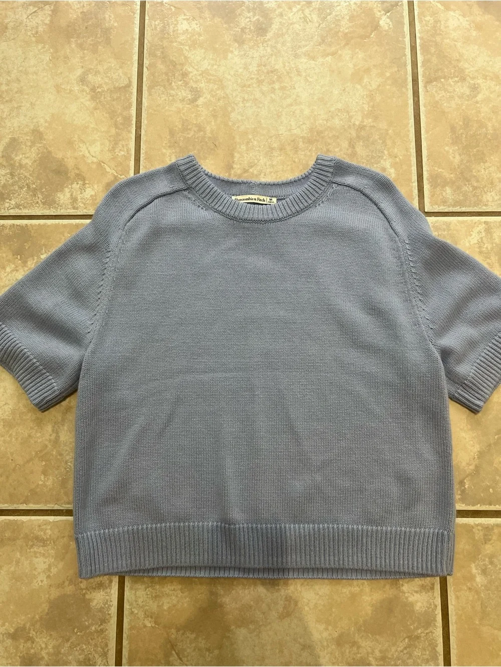 Abercrombie & Fitch Light Blue Ribbed Crewneck Sweater - Picture 2 of 3